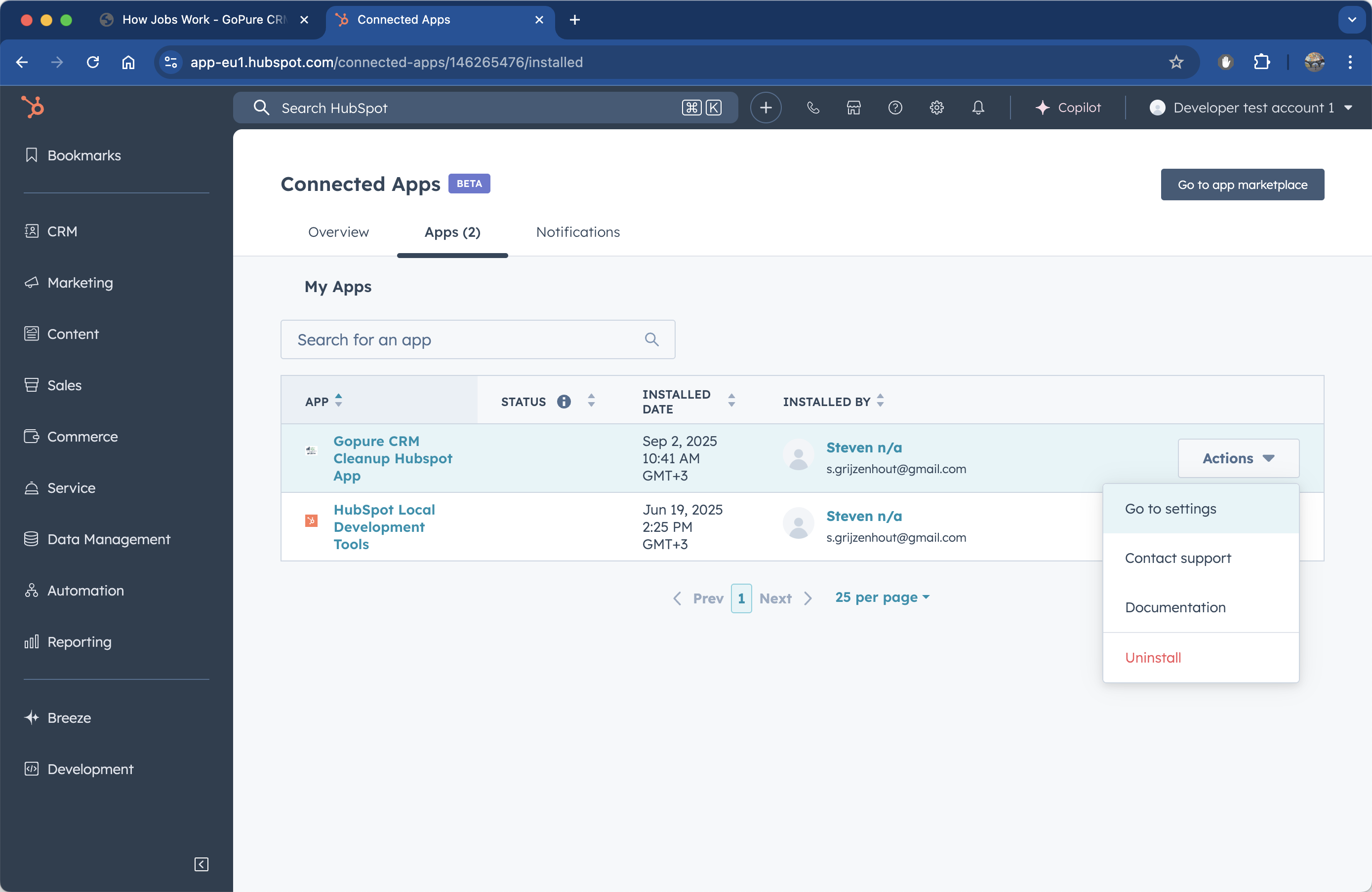 Uninstall GoPure CRM Cleanup
