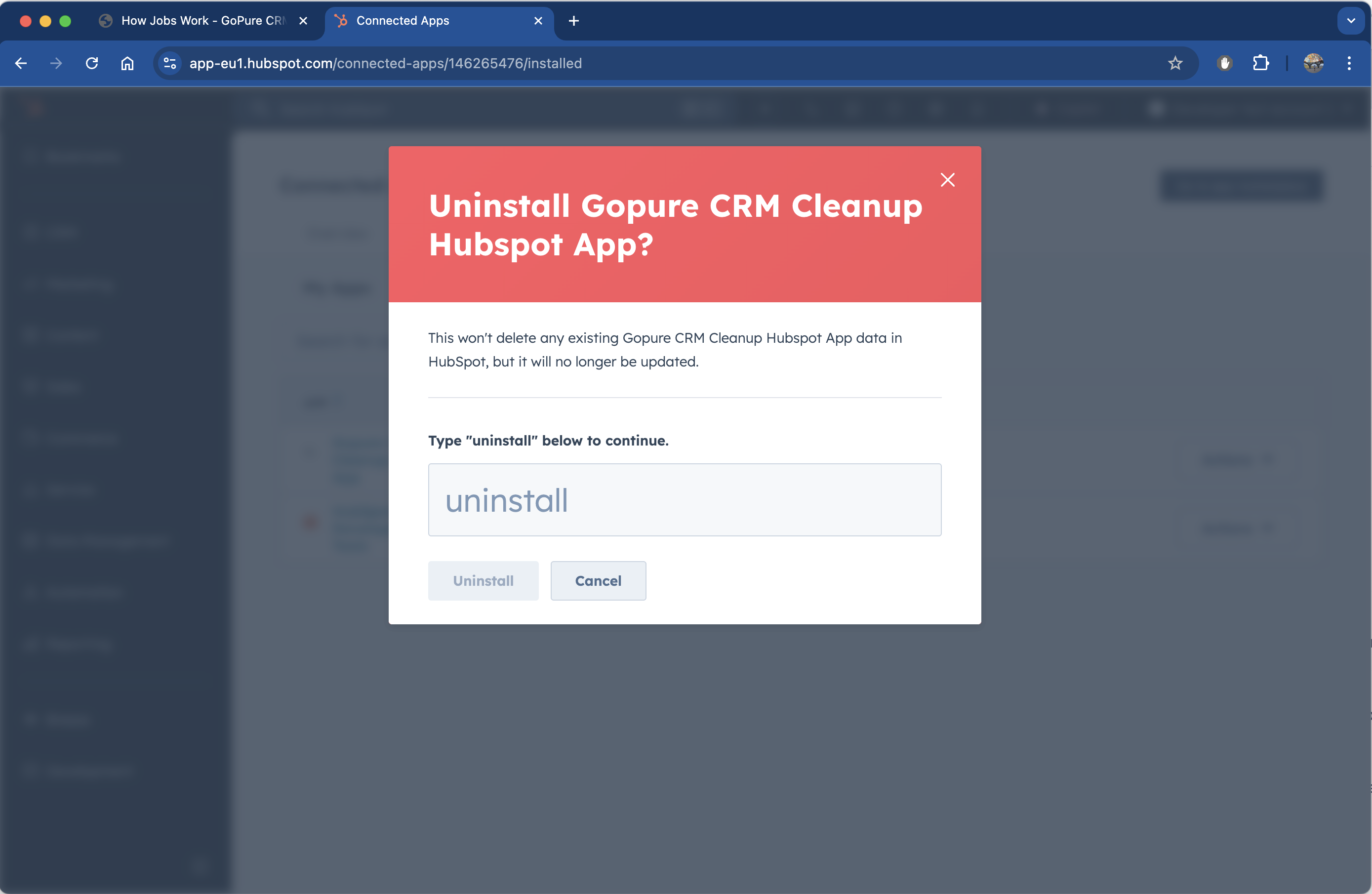 Uninstall GoPure CRM Cleanup
